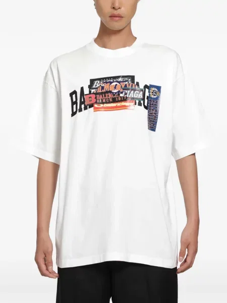Tricou Balenciaga cu imagine alb