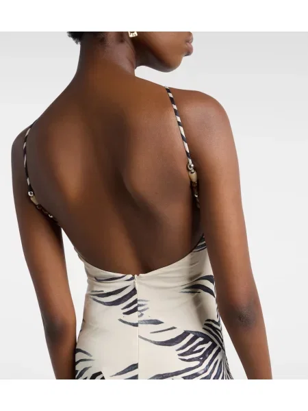 Rochie De La Vali cu imagine asimetrică cu model zebră negru