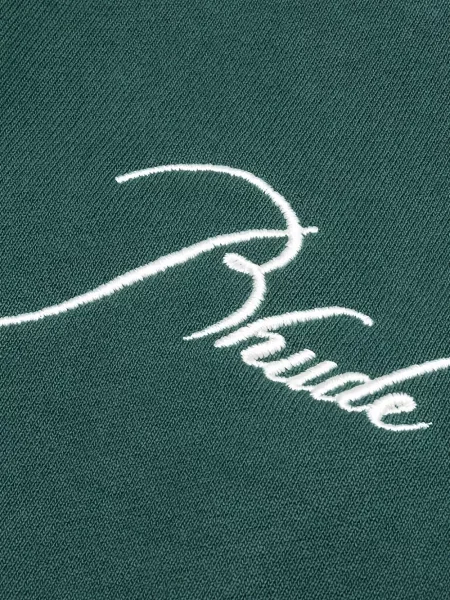 Pantaloni Rhude cu broderie din material terry verde