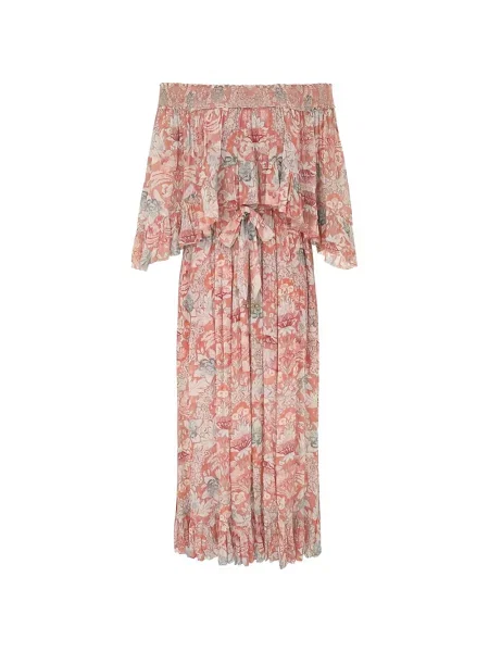 Rochie maxi Zimmermann cu volane roz