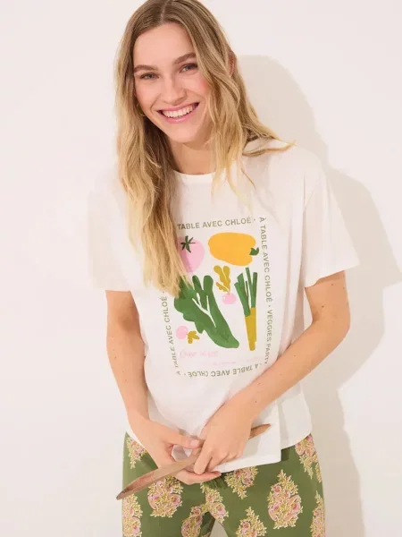 Горнище на пижама с къси ръкави women'secret от бяло