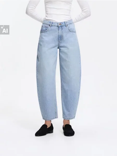Reserved Джинси barrel leg petite синій