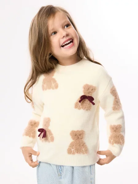 Reserved Sweter w misie kremowy