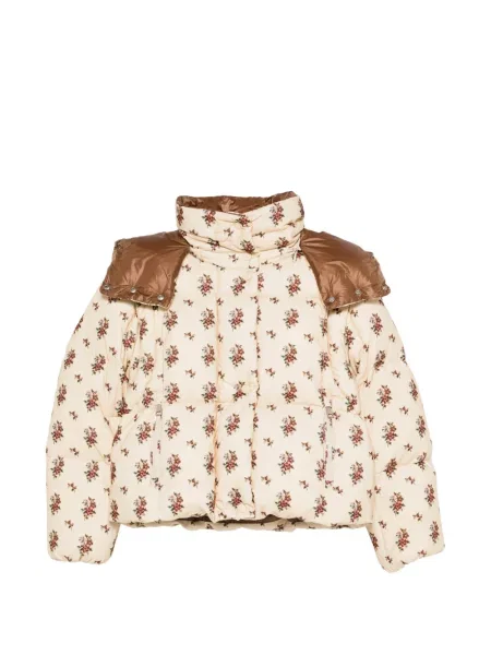 Geacă cu puf Moncler cu model floral cu glugă