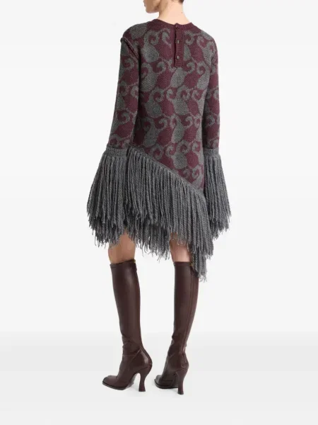 Rochie mini Etro cu franjuri tricotate de costum gri