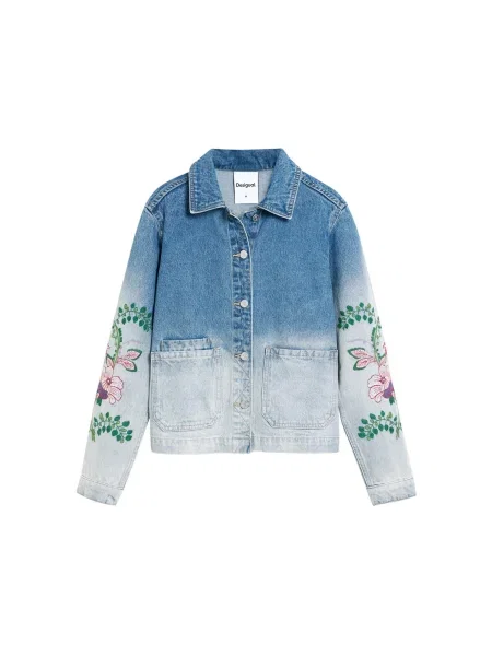 Desigual Geacă de primăvară-toamnă albastru denim / albastru deschis / verde roșu