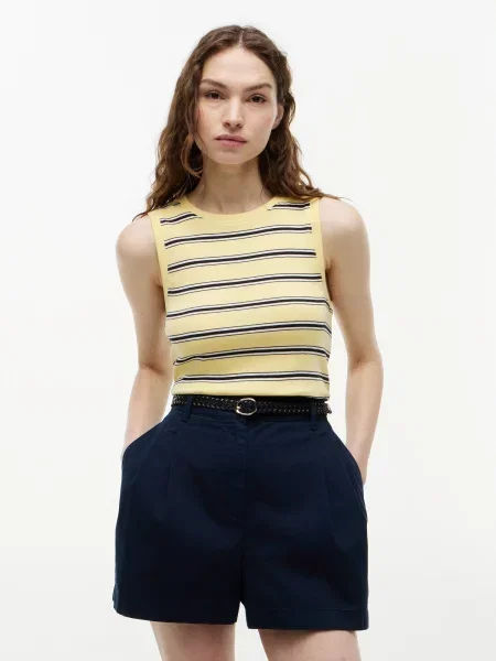 TOMMY HILFIGER Top galben deschis / negru alb