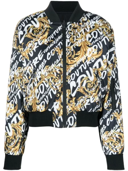 Reversibil geacă de blugi Versace Jeans Couture cu imagine negru