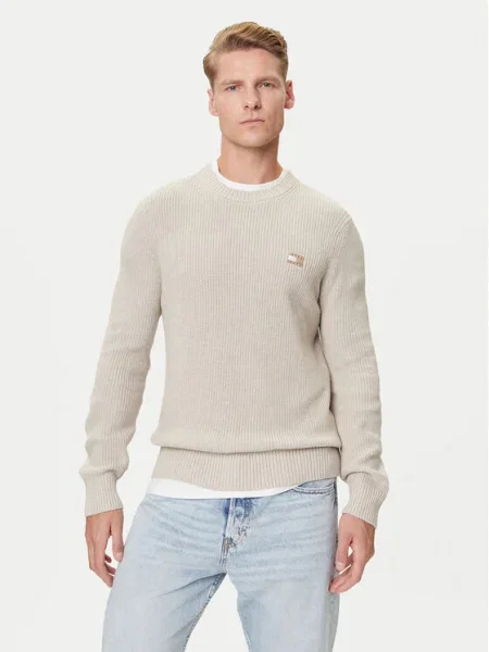 Пуловер Tommy Jeans мъжки бежово