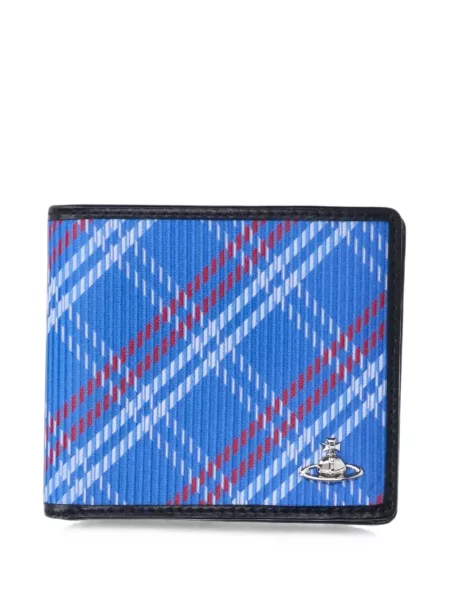 Portofel Vivienne Westwood în carouri cu imagine albastru