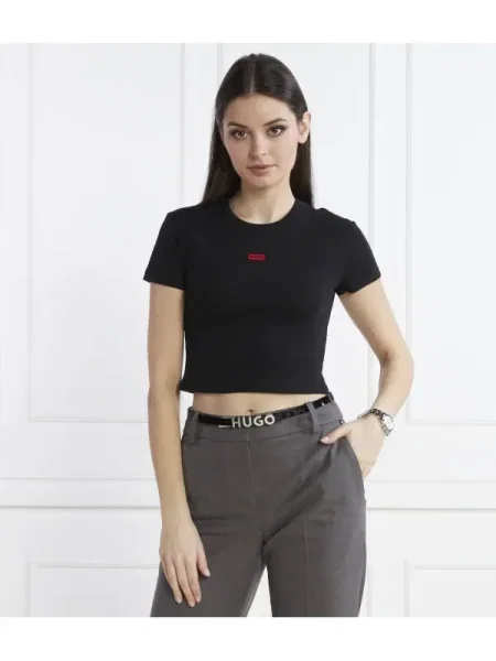 HUGO Tricou | Cropped Fit negru
