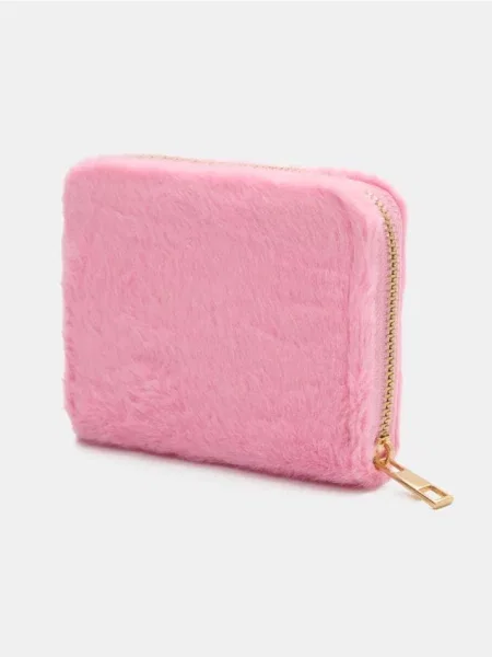 Гаманець зі штучним хутром пастельний рожевий