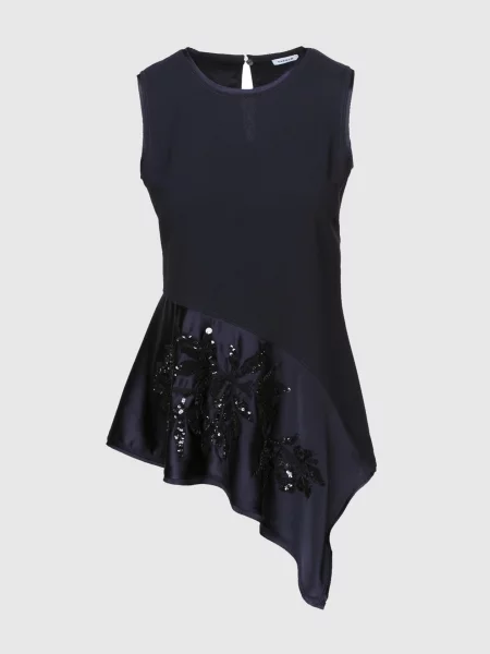 Темно-синя блуза з вишивкою паєтками P.a.r.o.s.h. синя