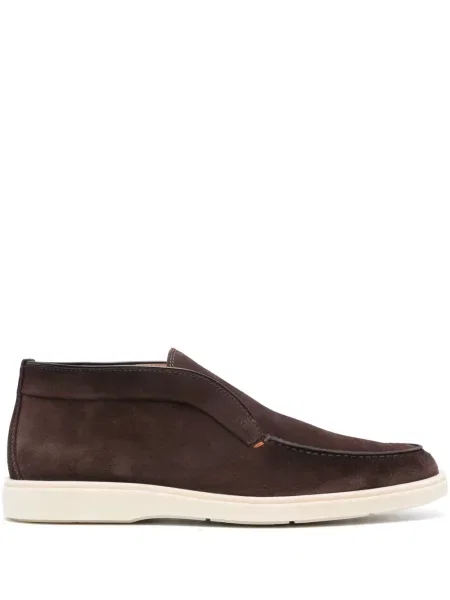 Botine Santoni din piele de căprioară slip-on maro
