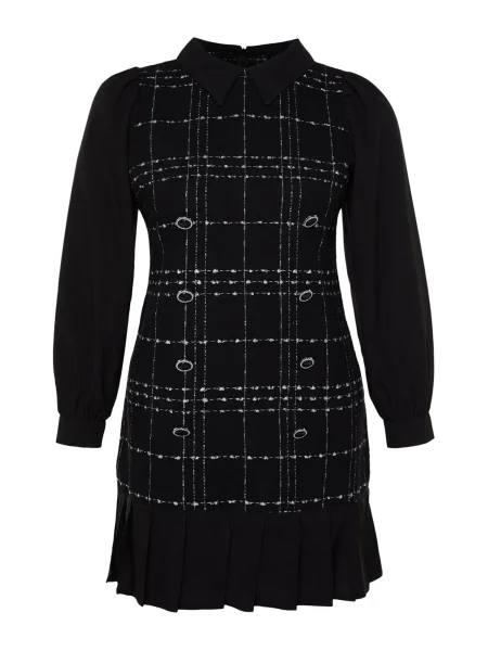 Trendyol Curve Rochie tip bluză negru / murdar alb