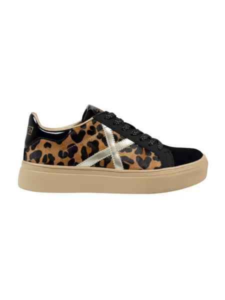 Sneakersy Munich zamszowe w panterkę czarne