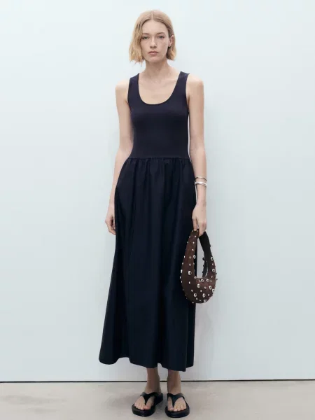 Сукня міді MANGO темно-синій синя