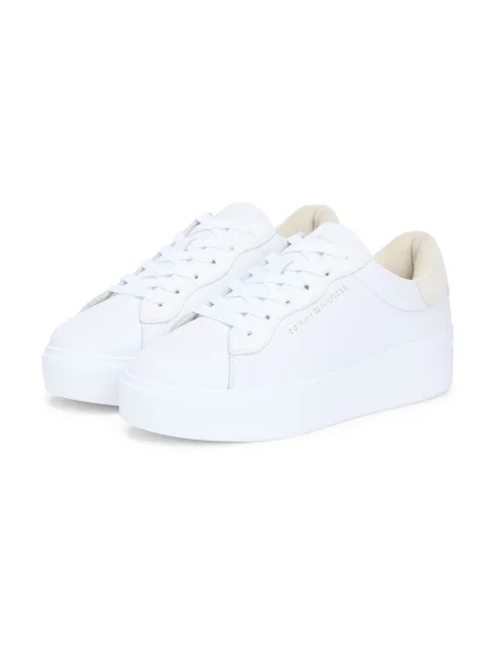 Sneakerși Tommy Hilfiger din piele cu platformă alb
