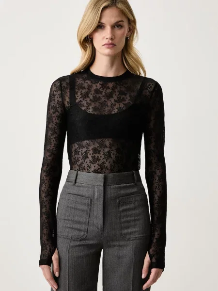 Tricou Pinko din dantelă negru