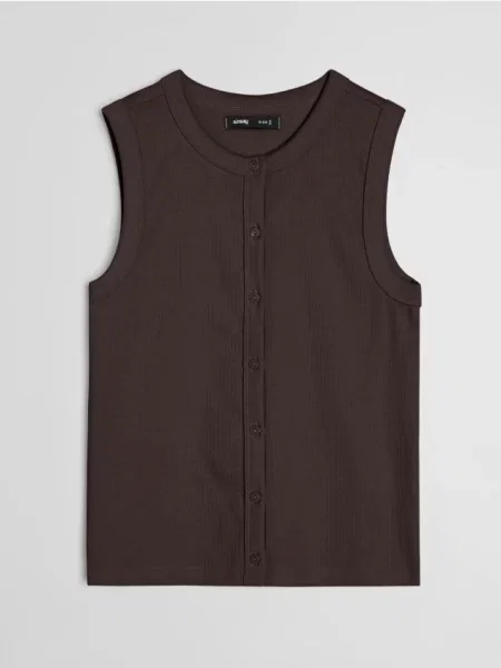 Майка на бретелях темно коричневий