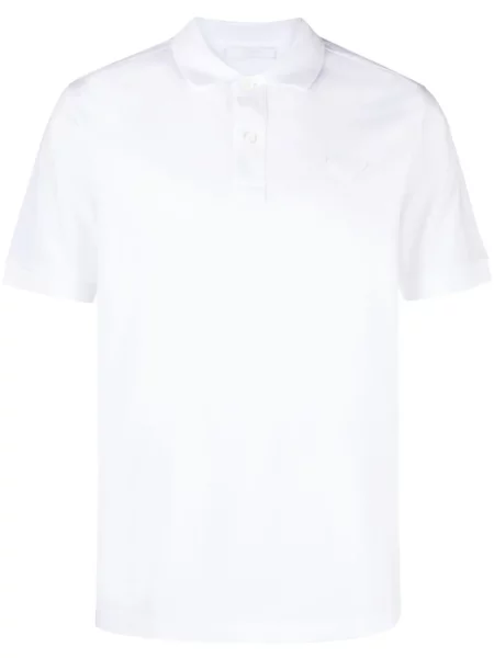 Tricou polo Prada cu autograf alb
