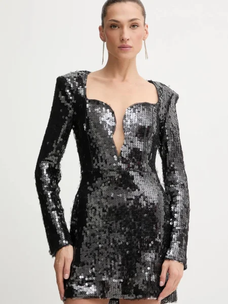 Bardot rochie mini evazați gri