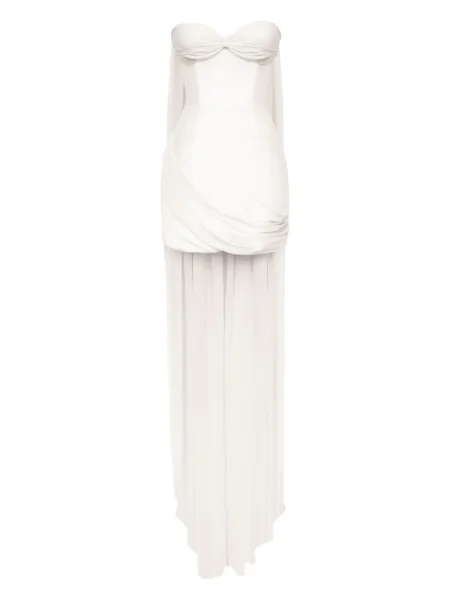 Rochie mini Post Meridiem drapată de costum alb