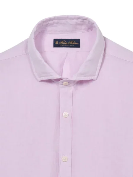 Λινό πουκάμισο Brooks Brothers απλωμένο γιακά μωβ