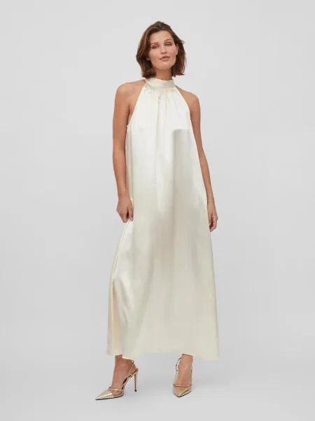 Rochie maxi Vila din satin gri