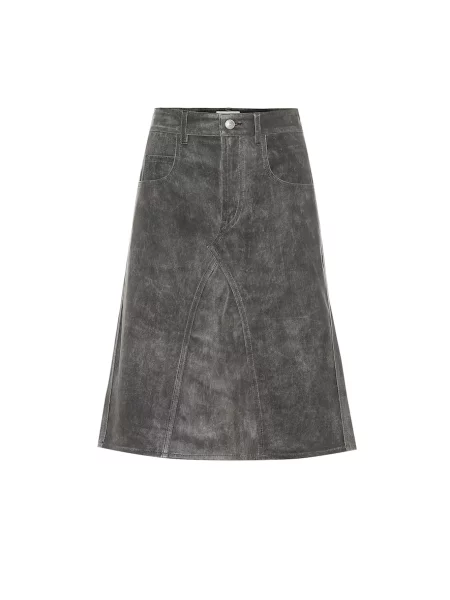 Spódnica skórzana Marant Etoile do kolan czarna