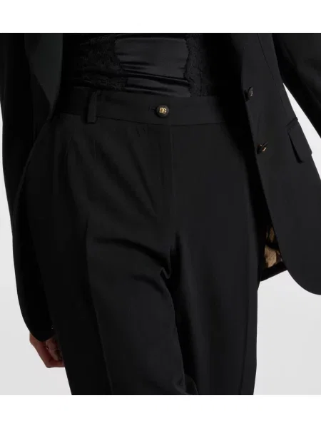 Pantaloni Dolce&gabbana cu talie joasă de lână negru