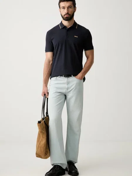 Tricou polo Boss Green verde