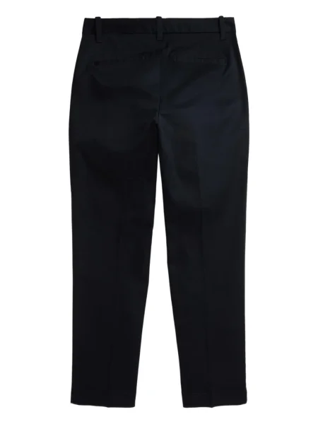 Haftowane satynowe spodnie Polo Ralph Lauren do kolan czarne