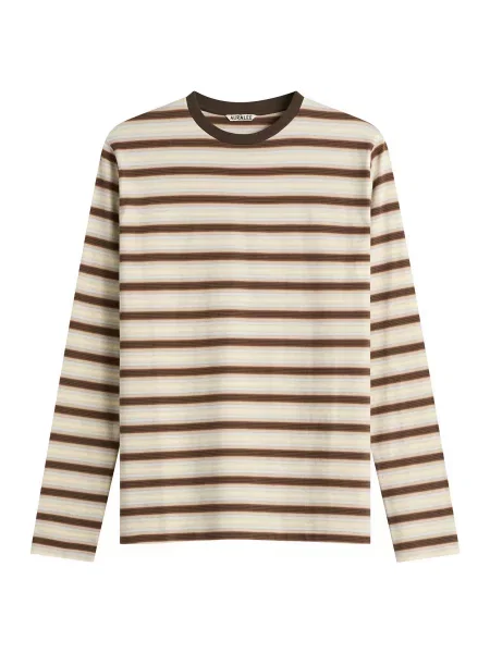 Koszulka Auralee w paski z długim rękawem brązowa