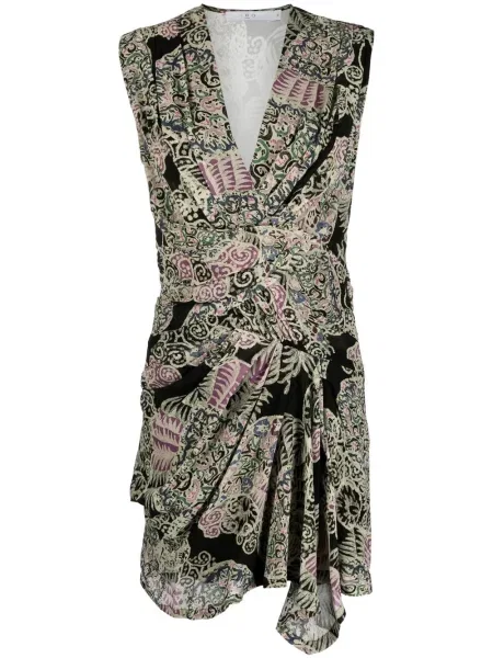 Sukienka mini Iro bez rękawów z nadrukiem z wzorem paisley czarna