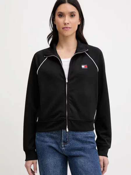 Dzianinowa kurtka jeansowa Tommy Jeans do biegania czarna