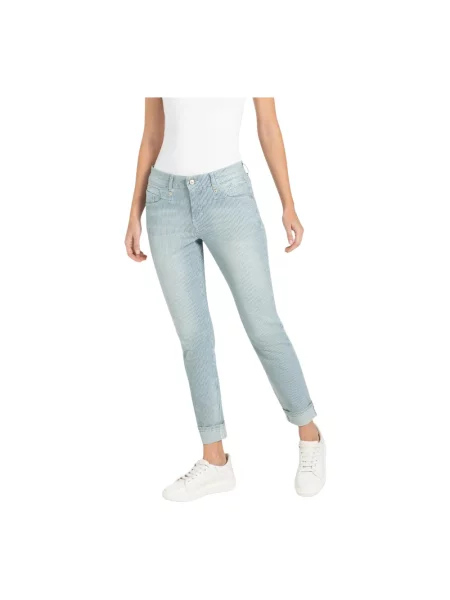 Jeansy skinny Mac w paski niebieskie