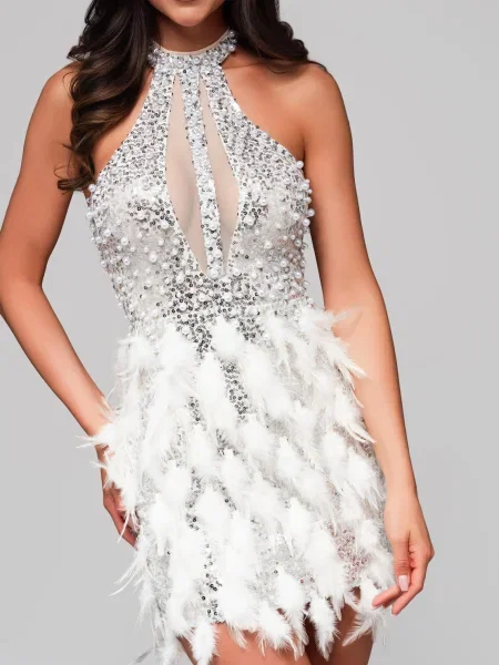 Rochie de seară Edoti de costum alb