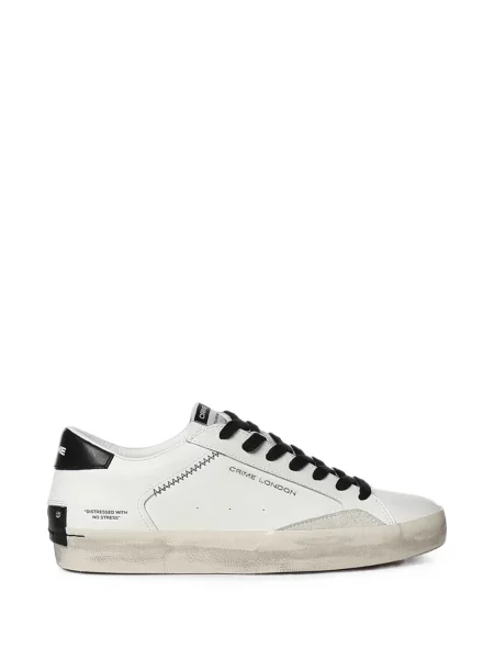 Sneakerși Crime London din piele zdrențuiți alb