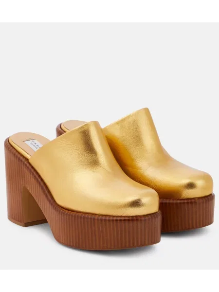 Кожени полуотворени обувки Gabriela Hearst на платформе златисто