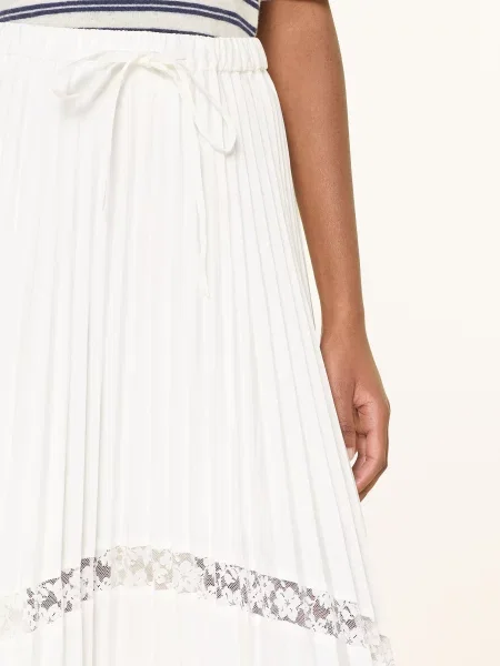 Claudie Pierlot Plisowana Spódnica Z Koronką I Falbanami weiss biała