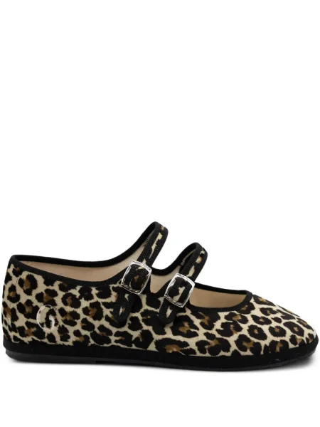 Balerini Gondolina cu model leopard din dantelă maro