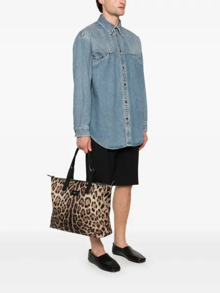 Geantă Dolce & Gabbana cu imagine cu model leopard maro