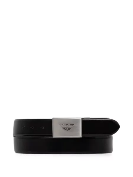 Curea Emporio Armani din piele cu autograf negru