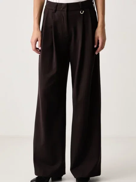 Just Cavalli pantaloni wide leg pentru femei cu vâscoză maro