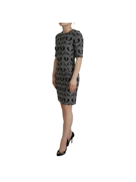 Haftowana sukienka ołówkowa Dolce And Gabbana biznesowa czarna