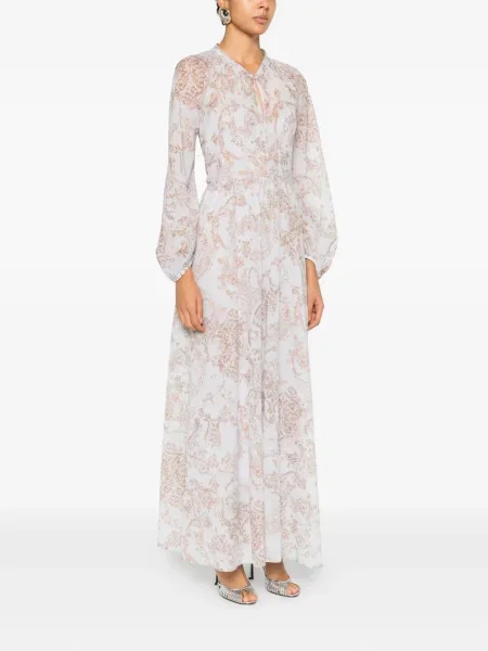 Rochie maxi Forte_forte cu model floral cu imagine de costum alb