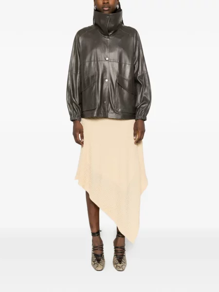 Iš natūralios odos anorak stiliaus striukė Nour Hammour ruda