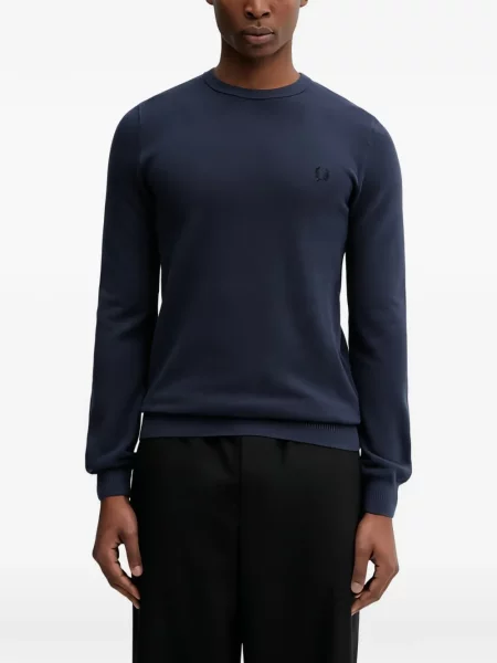 Pulover Fred Perry cu decolteu rotund albastru