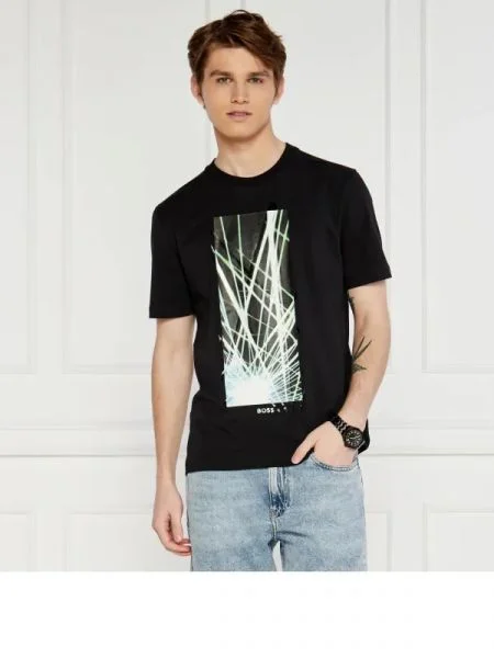 BOSS GREEN Tricou Tee 6 | stretch negru